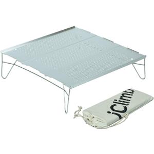 iClimb Mini Solo Folding Table Ultralight Compact for Backpacking Camping Hiking Beach Picnic (Silver - L)