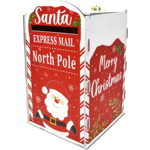 Gift Boutique Christmas Mailbox Letters to Santa Mail Box Xmas Decorations Gift Wish List to North Pole Wooden Delivery Postbox for Indoor Outdoor Home Classroom Porch Decor Easy Assembly Required
