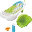 Fisher-Price Baby to Toddler Bath 4-In-1 Sling N Seat Tub with Removable Infant Support and 2 Toys, Green