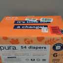 Pura Size 6 Eco-Friendly Diapers (29+ lbs) Hypoallergenic, Soft Organic Cotton, Sustainable, up to 12 Hours Leak Protection, Allergy UK, Recyclable Paper Packaging, 18 Count (Pack of 3) (54 Diapers)