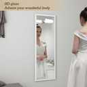 whitebeach 48" x 16" Over The Door Full Length Mirror Wall Mounted Hanging with 2 Metal Hangers for Bedroom Living Room Bathroom White
