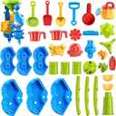 JUKUDAHU 2-Tier Sand and Water Table Toys for Kids Aged 3 4 5 6 7 8, Outdoor Activity Playset Sensory Play Table with Beach Toys Accessories Water Waterfall, Birthday Gifts for Toddlers 3-4 3-5 4-6