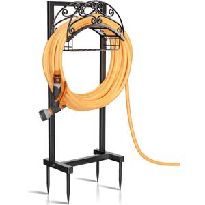 Garden Hose Holder - Upgraded Water Hose Holder Holds 151-feet Hose, Heavy Duty Metal Hose Stand Sturdy Freestanding Hose Hanger, Detachable Garden Hose Storage Rack for Outside Yard Lawn