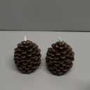 DRomance Flameless Pinecone Candles Battery Operated with 6 Hour Timer Set of 2 Real Brown Wax 3D Wick LED Flickering Pillar Candles Christmas Holiday Decor(Gold, 3.5 x 6 Inch)