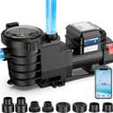 CrestWave Smart Variable Speed Pool Pump 1.5HP, Smart Life APP Control, 38 dB-Quiet, Energy Saving, AC 110V/230V, Built-in Timer, 5070 GPH High Flow, 1.5" & 2" Adapter Pool Pump for In/above Pool