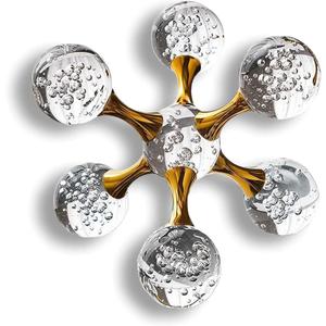 5.5 inch Sparkling Golden Crystal Ball, Modern Western Aesthetic House Decorations, Gold Home Decor for Living Room, Office, Bookshelves, Bedroom, Coffee Table, Gifts for Men, Women