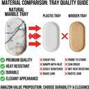 Natural Marble Vanity Tray for Bathroom Counter, Stone Catchall Tray for Perfume, Soap, Jewelry and Skincare, Bathroom Countertop Organizer for Vanity, Dresser or Kitchen Sink, 11.8 x 6.3 Inch