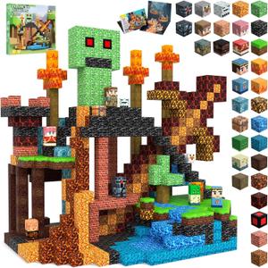 SSAWER Magnetic Blocks Toys for Kids, 100 PCS Building Blocks Cubes, Stacking Magnetic Tiles Toys for Kids Toddlers Boys Girls Ages 3 4 5 6 7 8-12 Birthday Gifts Party Supplies (Underworld)