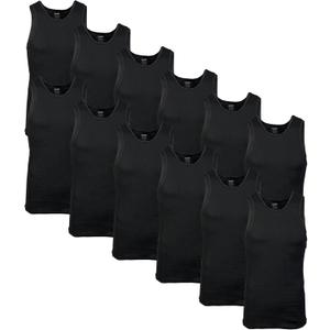 Gildan Men's A-Shirt Tanks, Multipack, Style G1104, Black (12-Pack), X-Large