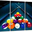 KREATIVE ARTS Large 3 Pieces Canvas Prints Cool Billiards Ball Pool Snooker Printed Painting Canvas Wall Art Picture Home Décor for Bar Art Stretched and Framed Ready to Hang 16x32inchx3pcs