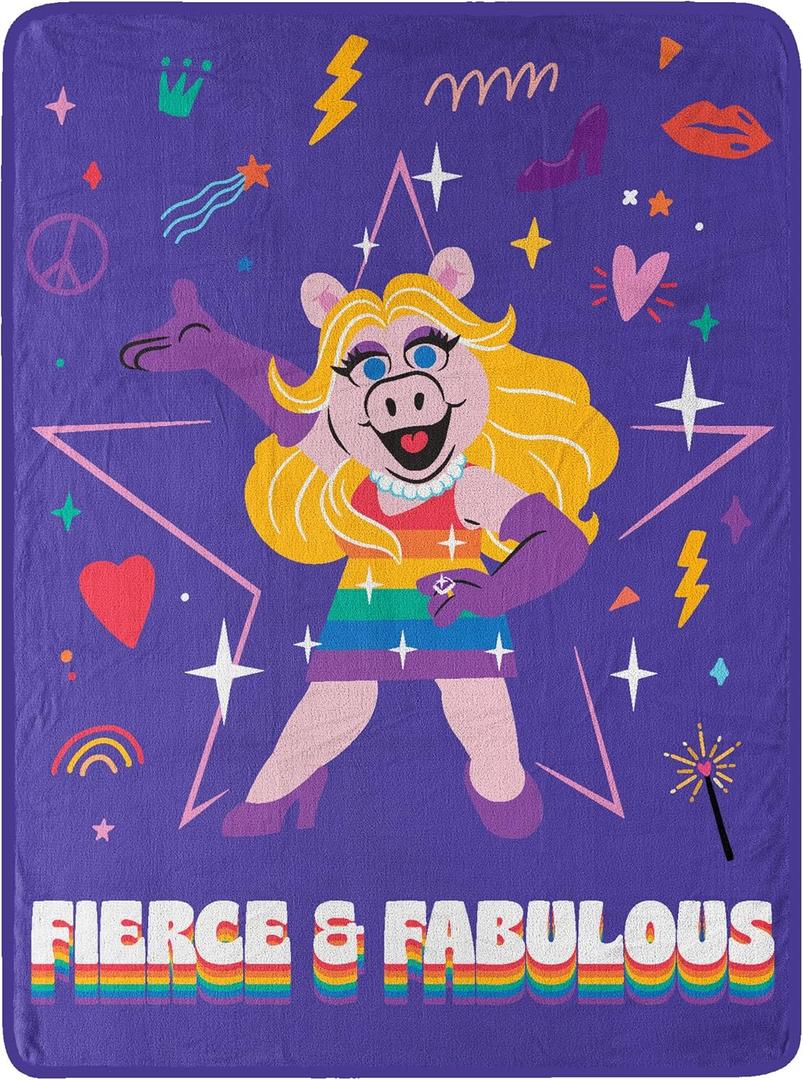 Northwest Muppets Micro Raschel Throw Blanket, 46" x 60", Fierce and Fab