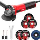 Angle Grinder, 7.5-Amp 4 1/2 inch Electric Grinder Power Tools 12000 RPM with Cutting and Grinding Wheels, Flap Disc and Auxiliary Handle for Cutting, Grinding, Polishing, M14 Thread