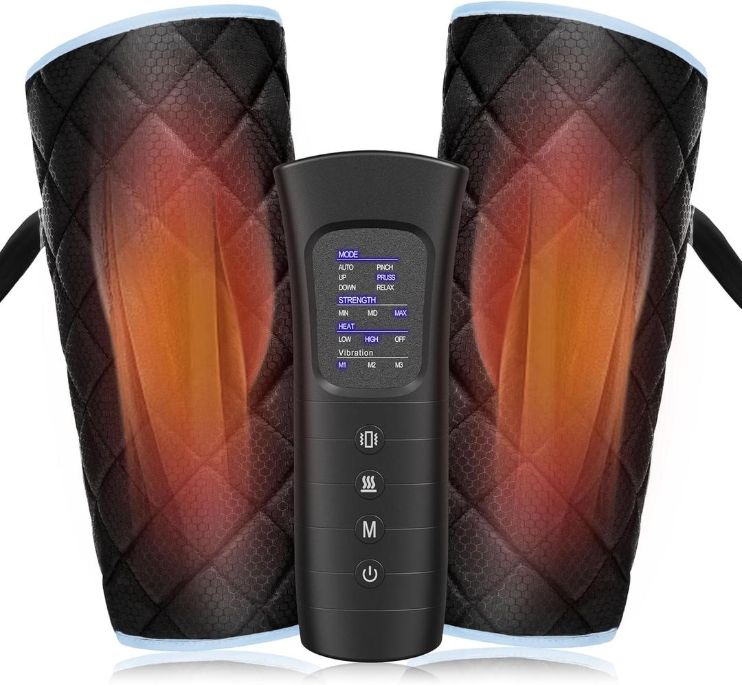 ALLJOY Leg Massager for Circulation and Pain Relief, Calf Massager Air Compression with 6 Modes, 2 Heating Levels, 3 Vibration Functions and 30min Auto-Off Adjustable Wraps Gift for Family Friends
