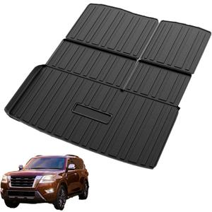 Cargo Mat & Backrest Mats Compatible with 2017-2024 Nissan Armada / 11-13 Infiniti QX56 / 2014-2024 QX80 - TPE All Weather Rear Cargo Liner Rear Trunk Liner Back Seat Cover Protector