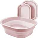 2 Pack Collapsible Wash Basin Set, Foldable Dish Tub, Small Medium Portable Sink for Kitchen, Camping, RV, Baby Bottles, Laundry, Plastic Washbasin -Pink