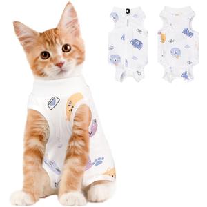 Coppthinktu Cat Recovery Suit Female, Breathable Cat Onesie After Surgery Female for Abdominal Wounds or Skin Diseases, Surgery Recovery Suit Kitten Surgical Onesie After Spay Wear Anti Licking (Medium, White)