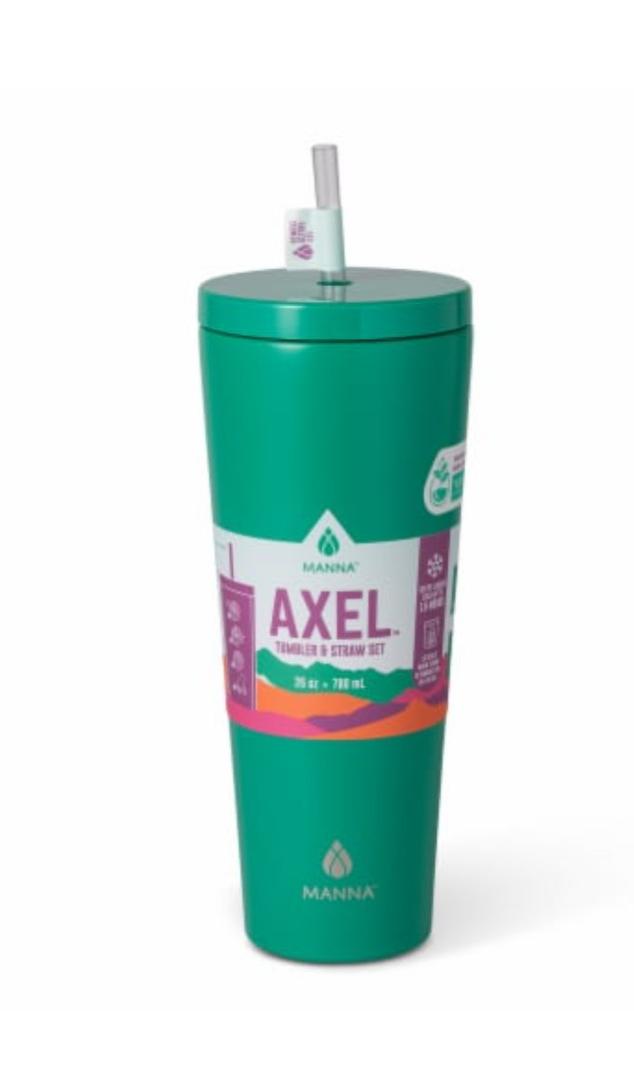 BottlesManna™ Axel™ Stainless Steel Tumbler With Straw - Green 26oz