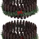 2pcs Mini Fences, Durable Mini Christmas Tree Picket Fence Funny Christmas Village Accessories Suitable for Indoor Outdoor Home Garden Party Decor (Brown)