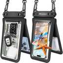Niveaya Double Space Waterproof Phone Pouch - 2 Pack, Waterproof Phone Lanyard Case with iPhone 16/15/14/13/12 Pro Max up to 8.3", Phone Dry Bags for Vacation Beach Pool Kayak Cruise Travel Essentials