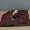 Anibedding Red and Brown Comforter Set King Size, Boho Burgundy Striped Bedding Comforter Set 7 Piece Bed in a Bag, Soft Microfiber Down Alternative Farmhouse Bedding Set for All Season(104"x90")