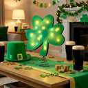 St. Patrick Day Tree Toppers LED Lighted Wood Shamrock Treetop Plug Lucky Shamrock Ornaments Green Irish Tree Decoration for St. Patrick's Day Holiday Indoor Outdoor Party Favors (10 Inches)