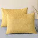 CaliTime Throw Pillow Covers Decorative 20 X 26 Inches Pack of 2 Cozy Chenille Standard Pillow Shams Cases for Couch Sofa Bed Living Room Home Gold (26" x 20" (Pack of 2))