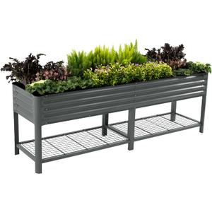 Elevated Raised Garden Bed-V Series, 2' x 8' Garden Beds with Legs & Storage Rack for Patio Porch, 1400 Lbs Weight Capacity, Outdoor Planter Boxes for Gardening Herbs Vegetables Flowers, Modern Gray