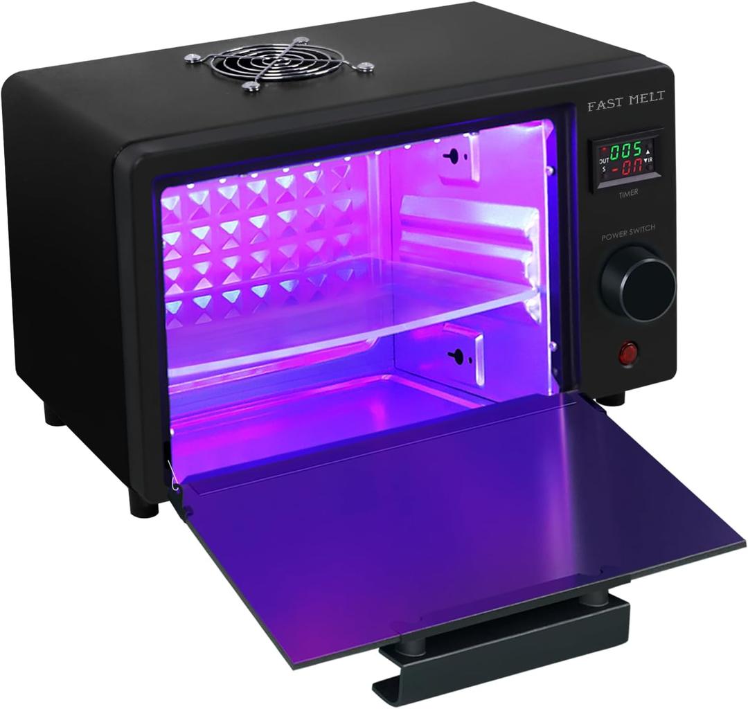 FAST MELT UV Resin Curing Box, 395nm UV Curing Light Station with 36 LED Beads, Auto UV Curing Resin Dryer Timer Setting Digital Display(S/M/H) with Tray, UV Light for Craft|Jewelry Making|DIY Decor