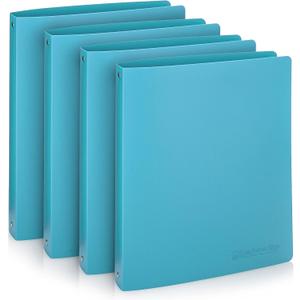 Premium Economy 3 Ring Binder, 1.5 Inch Pull-Open Round Rings, Holds 300 Sheets, Flexible, Lightweight, 4-Pack, Side Opening, Blue