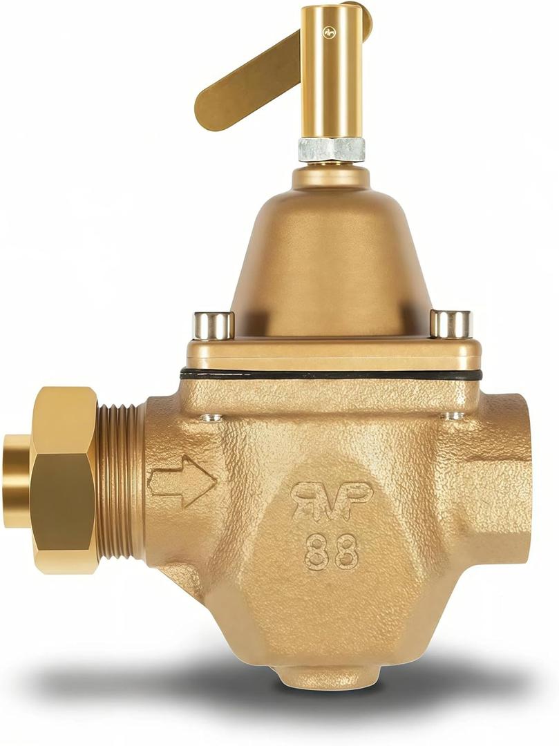 1/2" Bronze Water Pressure Regulator, Boiler Feed, 10-25 PSI Adjustable | High Capacity, Direct Replacement for Watts 1156F/B1156F/S1156F, Commercial Grade Hydronic Heating Valve