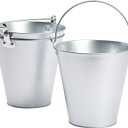 Juvale Galvanized Metal Ice Buckets 3-Pack - 7in Top Dia × 4.5 in Bottom × 7.2 in H, 100 oz Capacity, Silver - Galvanized Tin Construction with Handles - Beer & Wine Bucket for Parties & Decor