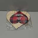 Menkxi Happy Valentines Day Love Be Mine Door Sign Hanging Wooden Heart Wood Door Hanger Red and Black Buffalo Plaid Heart Shape Wall Plaque for Front Home Porch Lawn Yard Decor Supplies, 20 Inch