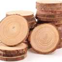 Unfinished Natural Wood Slices 30Pcs 3.5-4 Inch Round Wood Discs for Crafts Wood Christmas Ornaments,Wedding Centerpieces Paintings DIY Crafts Disc Coasters