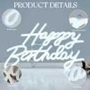 Happy Birthday Neon Sign, LED Happy Birthday Light Up Sign, USB Powered Dimmable Neon Light, Birthday Neon Sign for Wall Decor, Perfect for Backdrop Birthday Party Decoration, White, 38.1*22.09*1.7cm 15*8.7*0.669 Inch