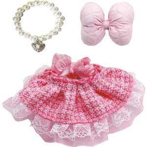 17cm Doll Clothes Set & Outfit Set for 17cm Dolls - Premium Fashion Dresses with Accessories, Luxury Chic Doll Clothing & Style Bundle Woven Pink