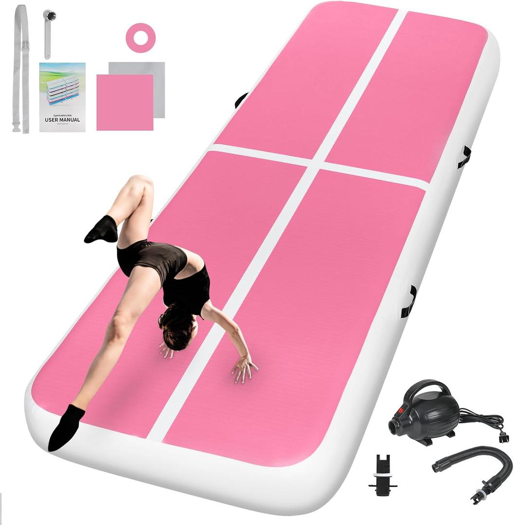 Inflatable Air Tumble Track Gymnastics Mat 10ft White Pink Purple