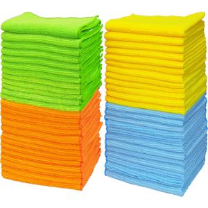 Simple Houseware Microfiber Cleaning Cloth 50 Pack, 12" x 12", 4 Colors