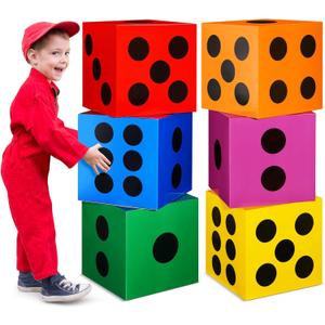Zhanmai 6 Pcs Large Dice Favor Boxes 11.8 x 11.8 x 11.8 Inch Big Colorful Paper Dice Goodie Boxes Game Night Las Vegas Casino Theme Party Decoration for Adult Kid Birthday Supplies Craft Activity