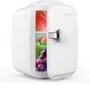CROWNFUL Mini Fridge, 4 Liter/6 Can Portable Cooler and Warmer Personal Refrigerator for Skin Care, Cosmetics, Beverage, Food,Great for Bedroom, Office, Car, Dorm, ETL Listed (White)