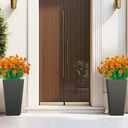 Outdoor Fake Artificial Flowers,8 Bundles UV Resistant Plastic Flowers for Outside,Faux Flower for Outdoors Home Dcor(Orange Red)