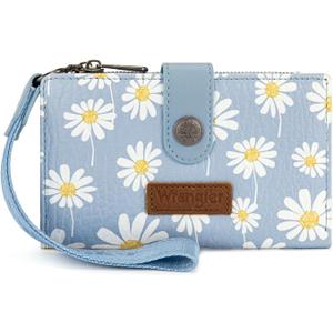 Wrangler Womens Wallet Small Rfid Blocking Wristlet Wallets Cute Bifold Ladies Wallet with Zipper Pocket