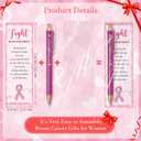 18 Set Breast Cancer Awareness Gifts Glitter Pens Bulk Pink Ribbon Breast Cancer Accessories with No One Fights Alone Cheer Up Cards for Women Survivor Patients Public Charity Events