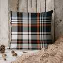 Fall Plaid Pillow Covers 18x18 Set of 2 Black Orange Check Plaid Tartan Gingham Autumn Themed Decorative Throw Pillows Outdoor Pillowcases Square Farmhouse Cushion Thanksgving Home Decor
