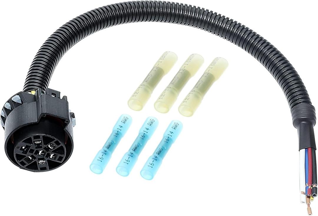 MECMO OEM Style Replacement USCAR Connector Wiring Harness, Universal 7 Pin Trailer Plug Truck Side, Splice-in Multi-Tow Factory 7 Way Towing Hitch Wire for Ford, GM, Chevy Silverado, GMC Sierra Dodge
