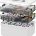 Citylife 3-Tier Medicine Cabinet Organizer,Medicine Cabinet First Aid Kit with Handle,Portable Multi-Purpose Storage Box Suitable for Family Emergency,Home,Travel,White