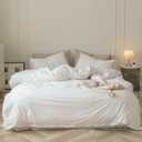 Luxlovery White Comforter Set Queen White Bedding Comforter Set Bed Sets Solid Blanket Quilts Hotel Collection Women Men Soft Breathable Queen Size 3 Piece Comforter