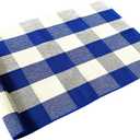 LEVINIS Farmhouse Doormats 51.2''x23.6''- Cotton Hand-Woven Blue Buffalo Plaid Outdoor Rug/Kitchen Rugs/Bathroom Rug/Laundry Room Rug, Front Porch Dcor