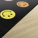 Flagship Carpets Rainbow Smileys in Black Criss-Cross Applesauce Educational Area Rug for Kids Room, Children's Classroom for Teaching and Playroom, 5' x 7'6", Black & Multi, Seats 20