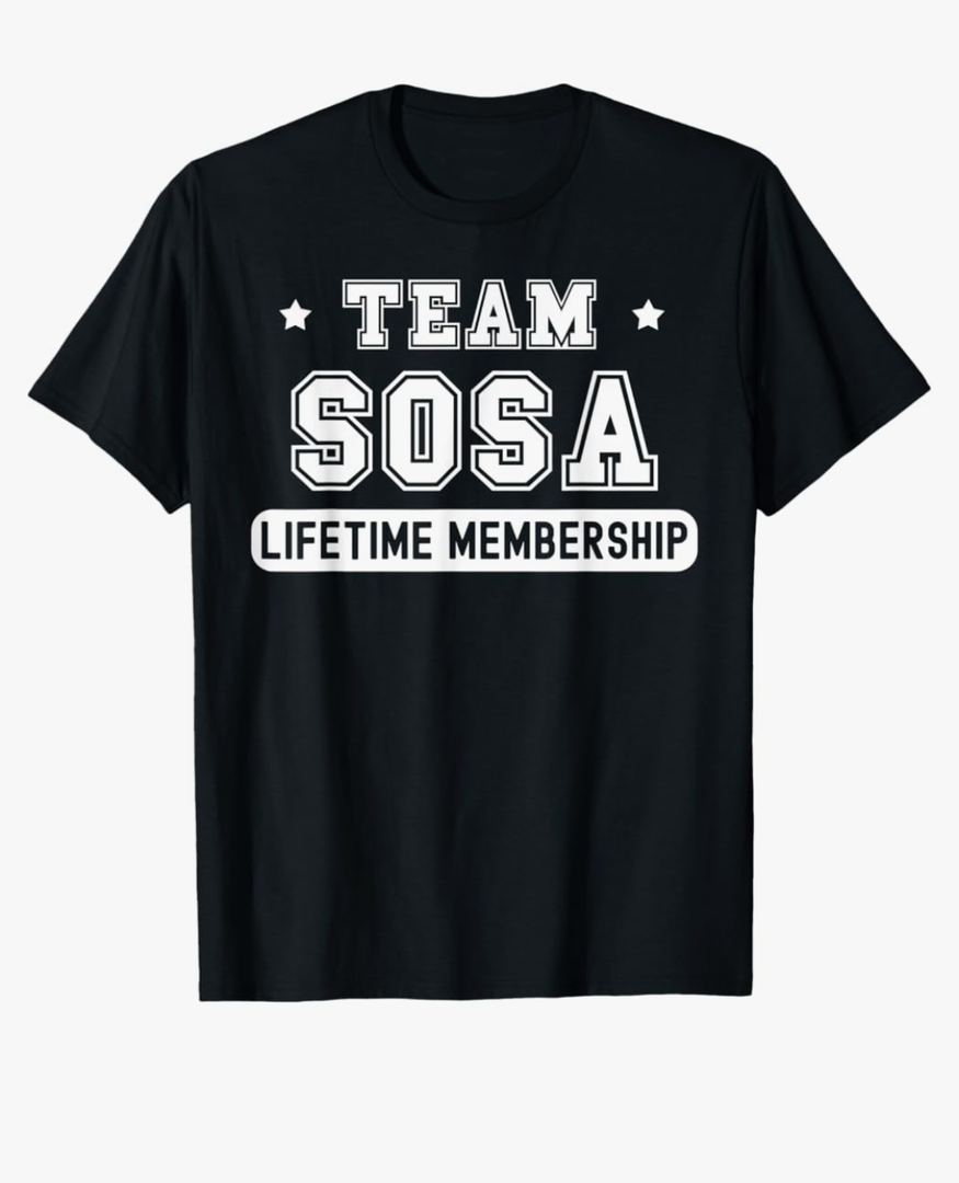 Team Sosa Lifetime Membership Funny Family Last Name T-Shirt, XL
