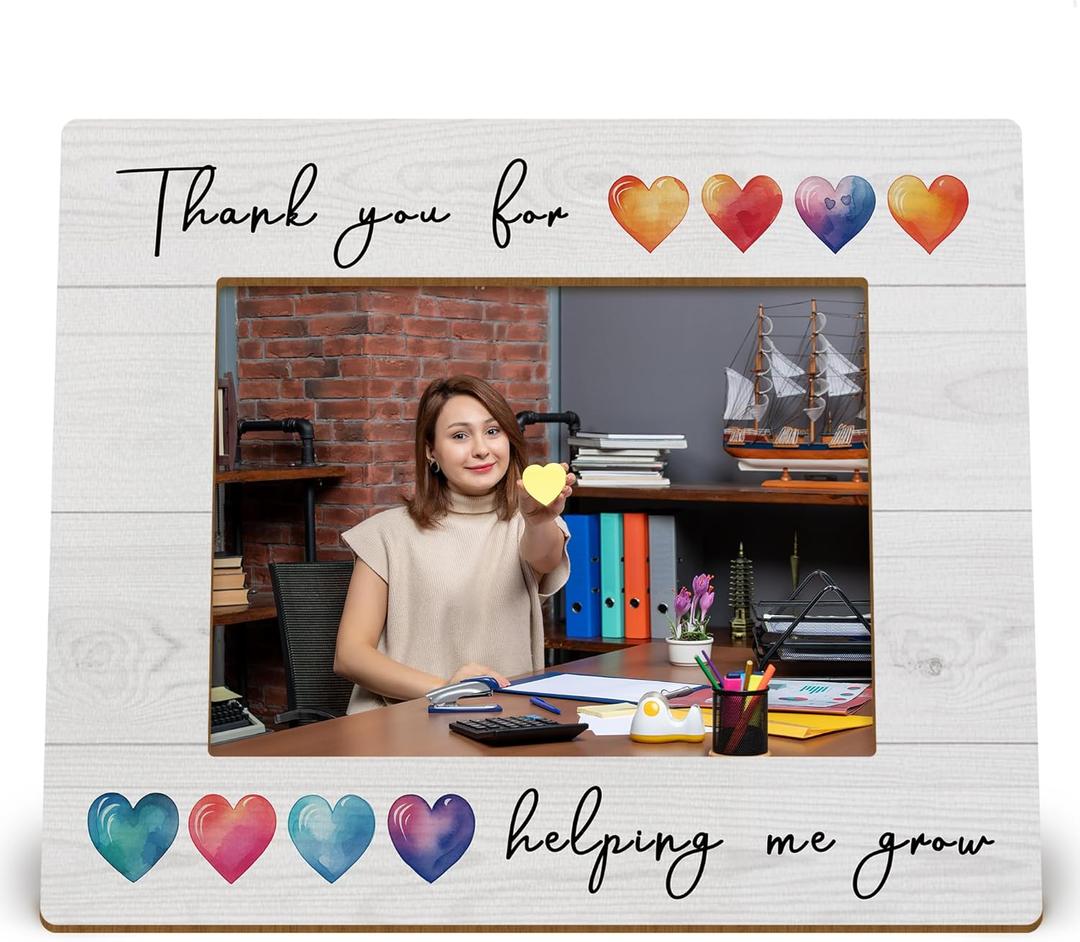 Thank You Gifts 4x6 Picture Frame, Thank You for Being Helping Me Grow Photo Frame, Appreciation Gifts for Parents Mentor Teacher, Teacher Wooden Photo Picture Frames